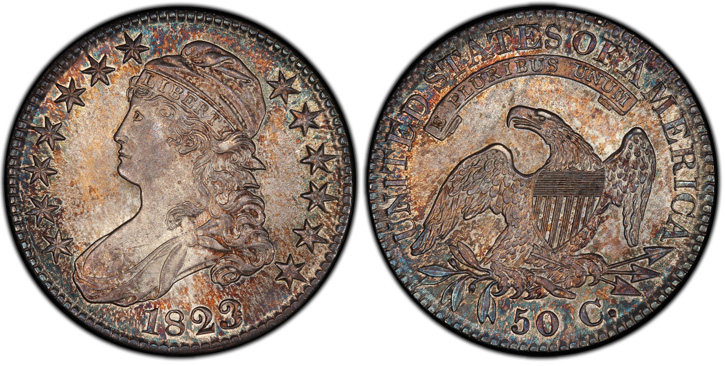 1823 Capped Bust Half Dollar. O-101a. Patched 3. MS-65+ (PCGS).